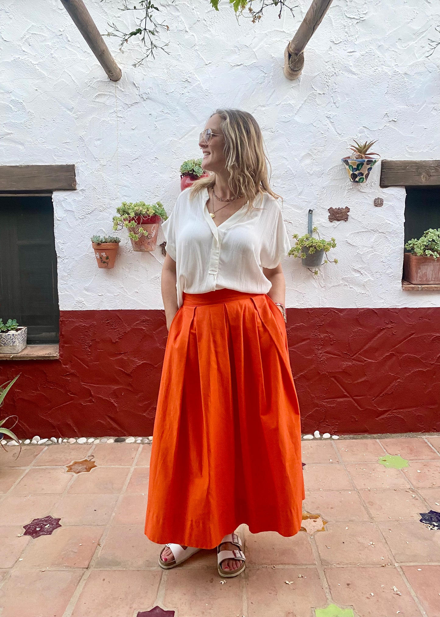 'Diane' full volume skirt in Clementine