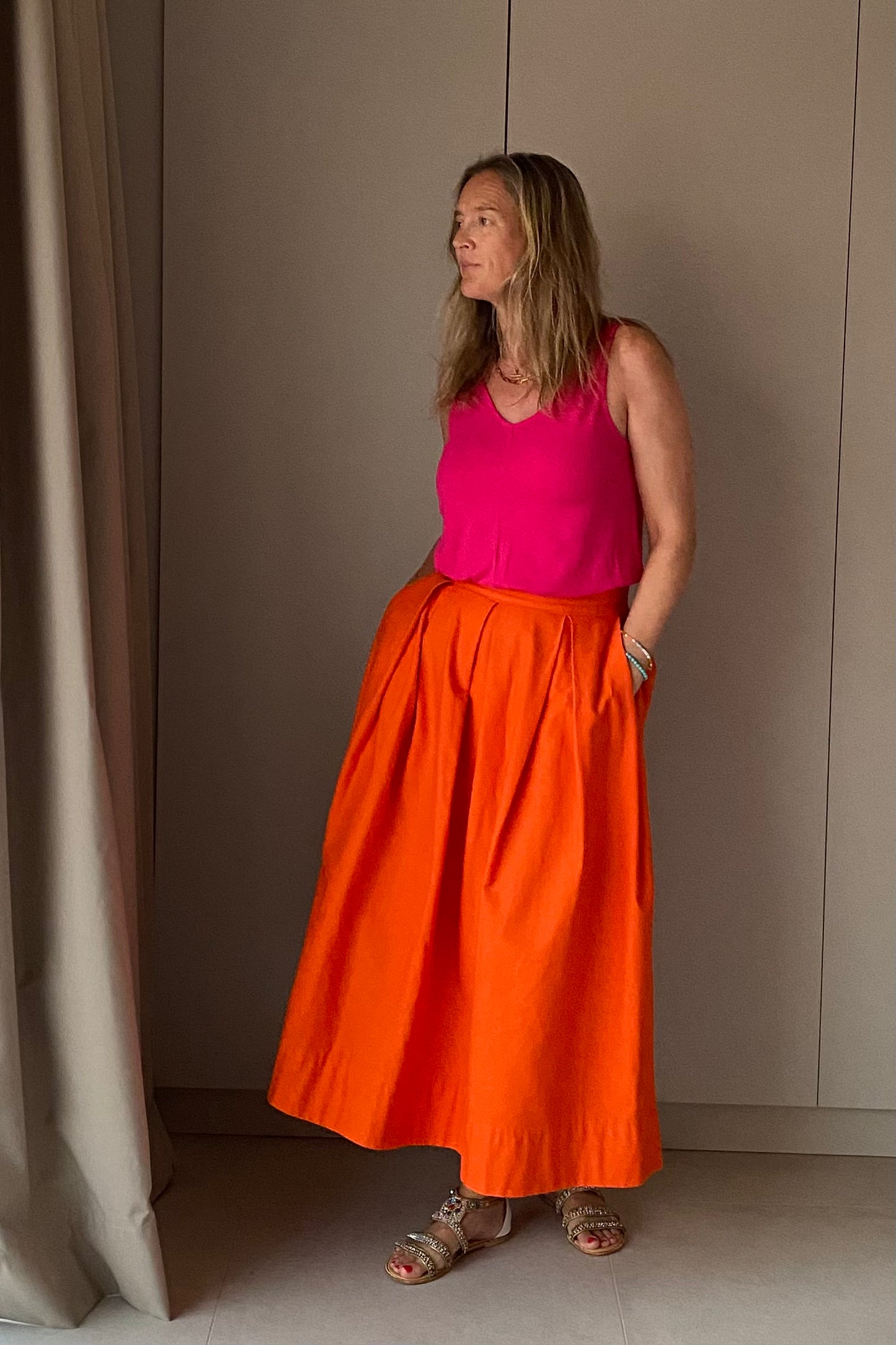 'Diane' full volume skirt in Clementine