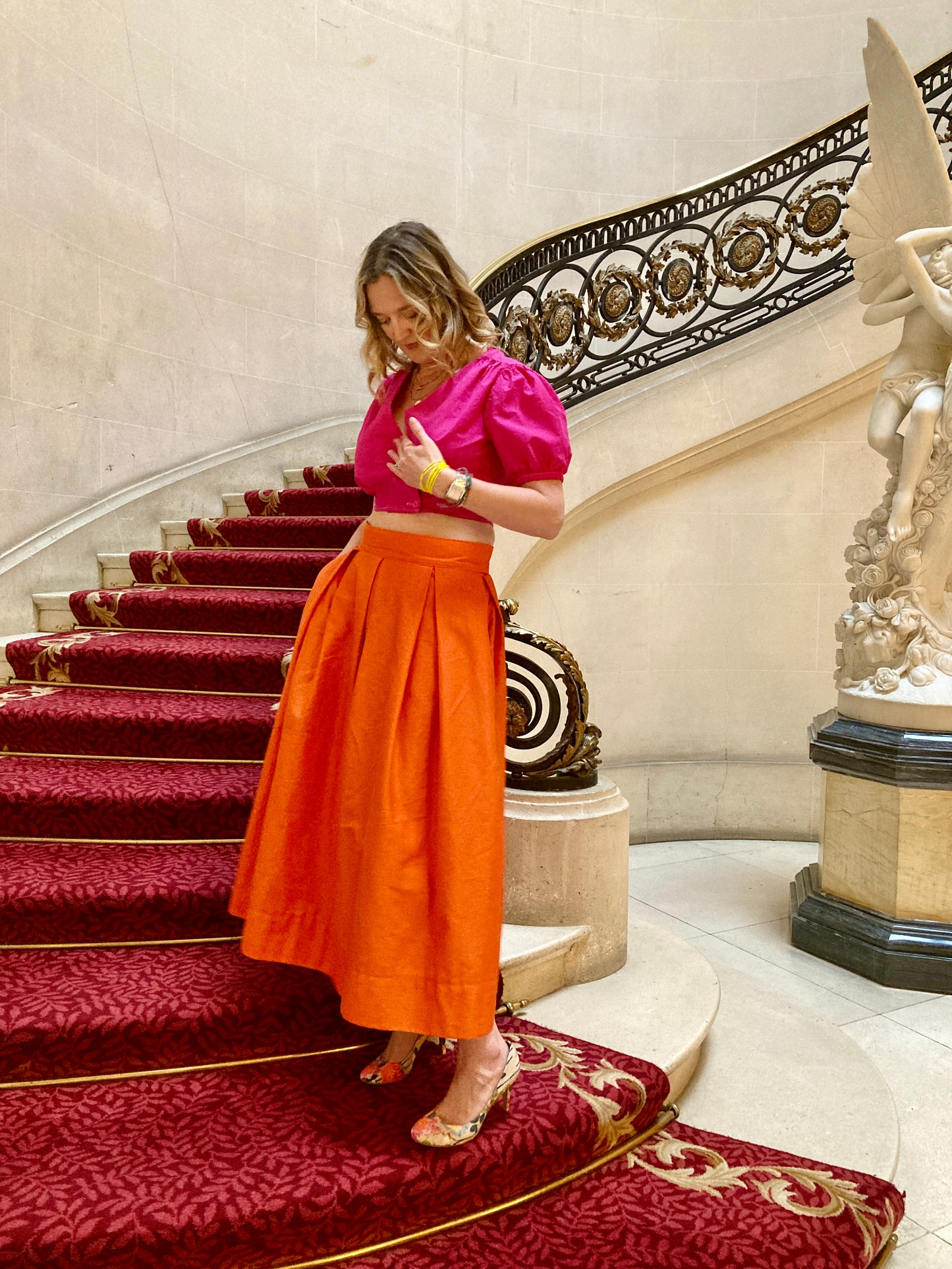 'Diane' full volume skirt in Clementine