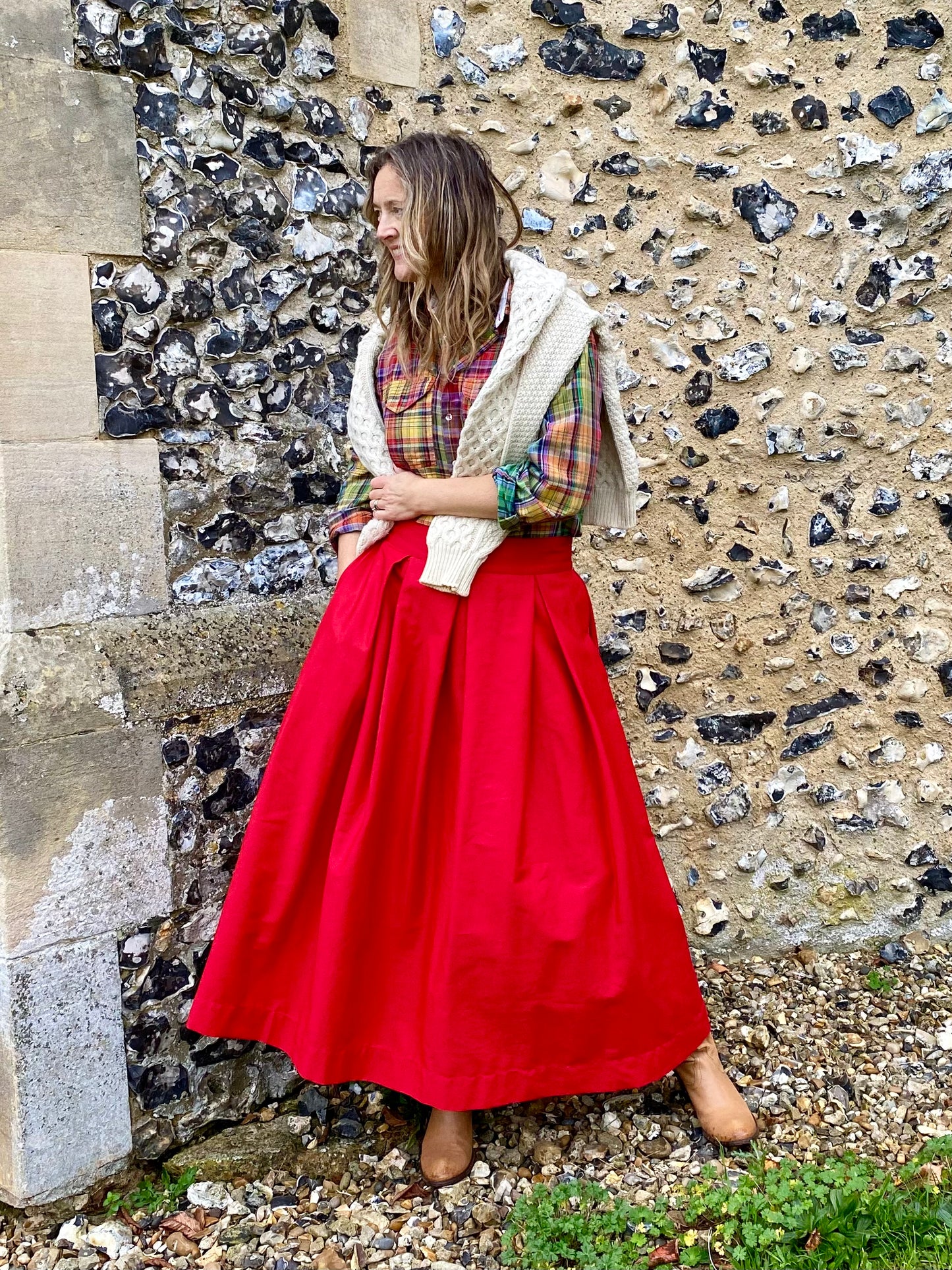 'Diane' full volume skirt in Poppy