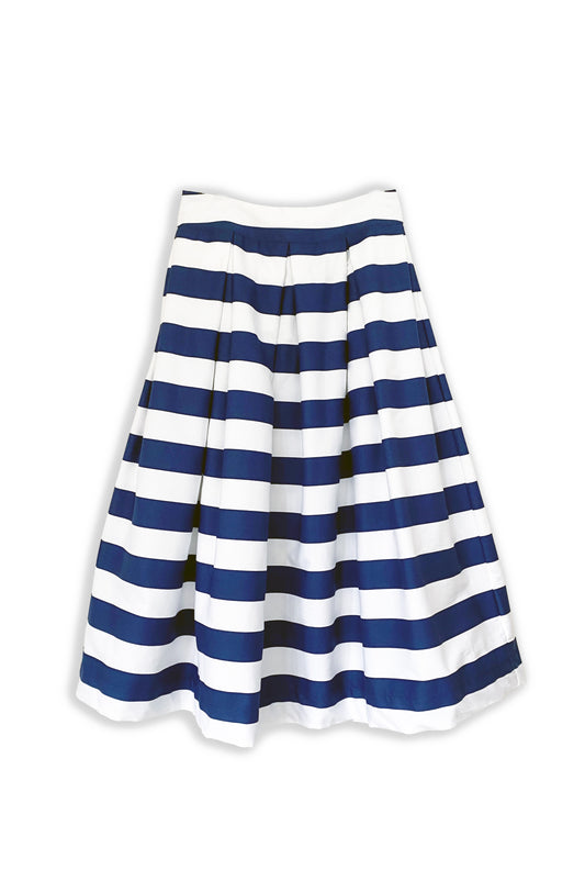 'Diane' full volume skirt in Navy/White stripe