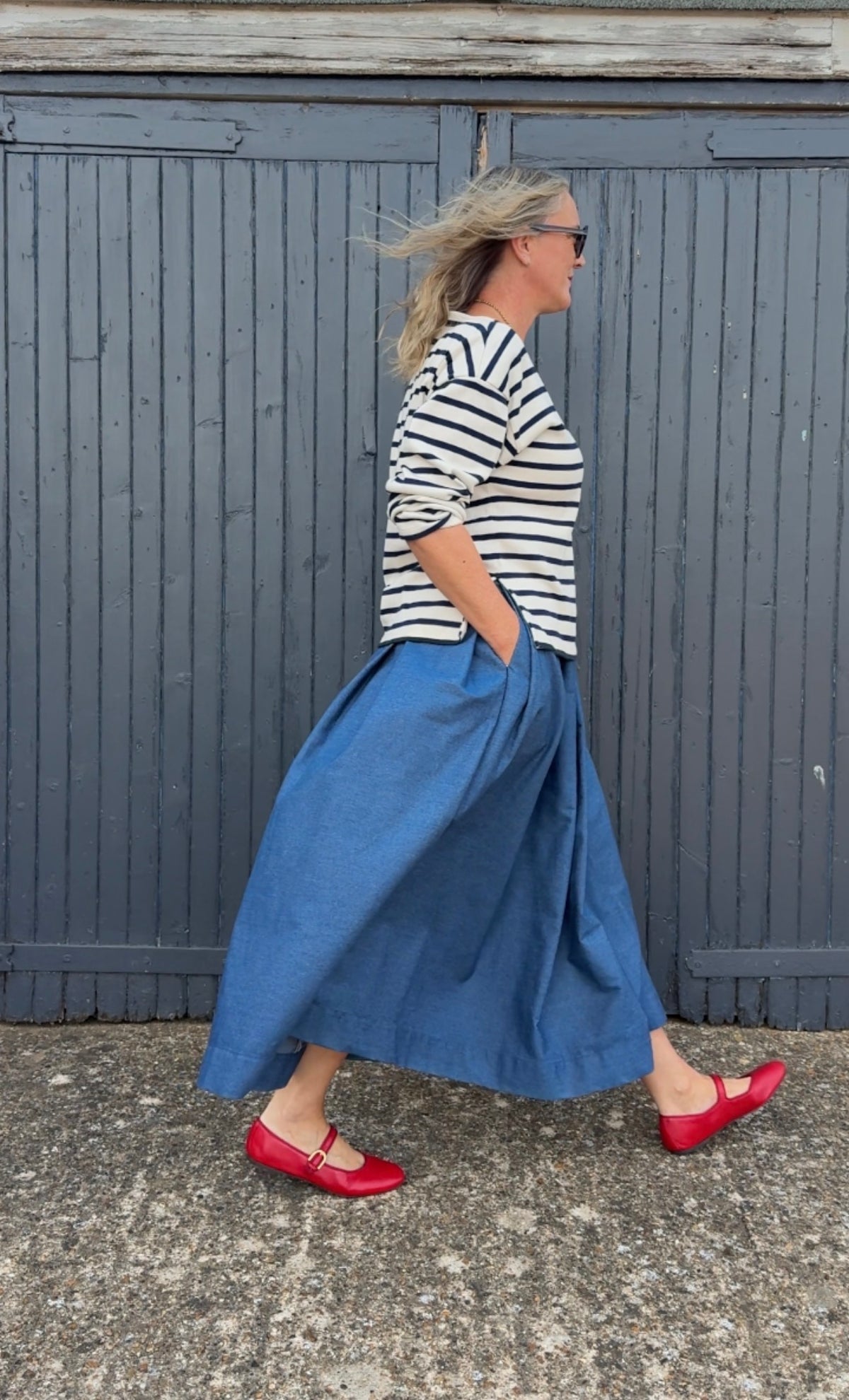 Diane' full volume skirt in Denim