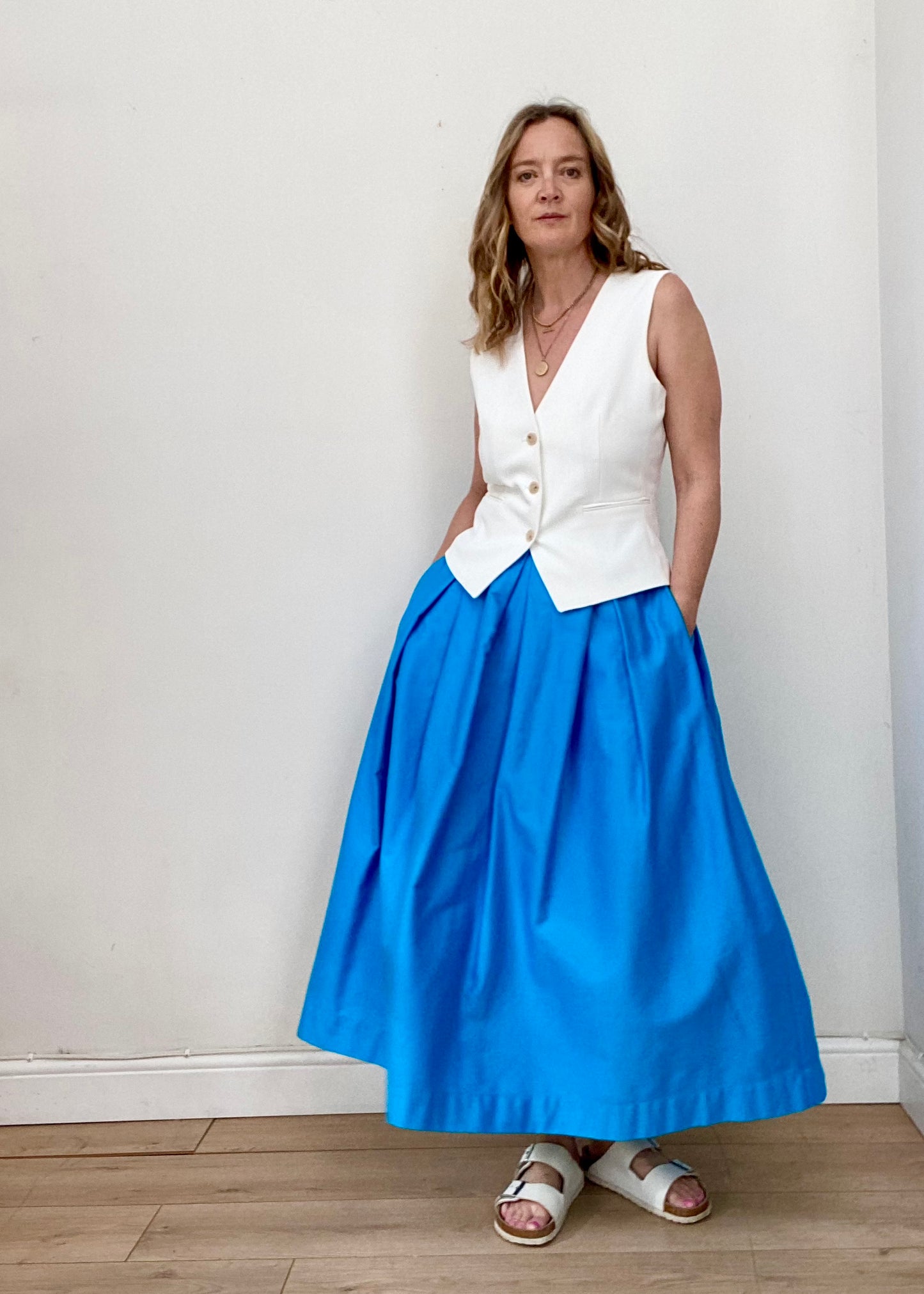 'Diane' full volume skirt in Ocean blue