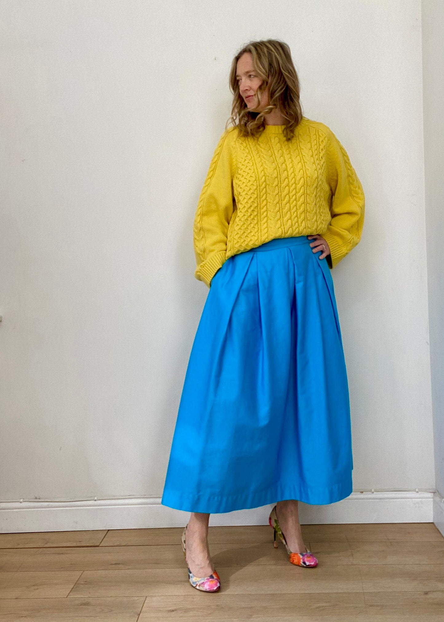 'Diane' full volume skirt in Ocean blue