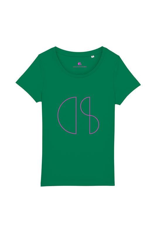 Neon logo tee shirt in Emerald green