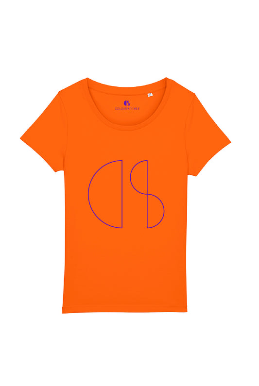 Neon logo tee shirt in bright orange